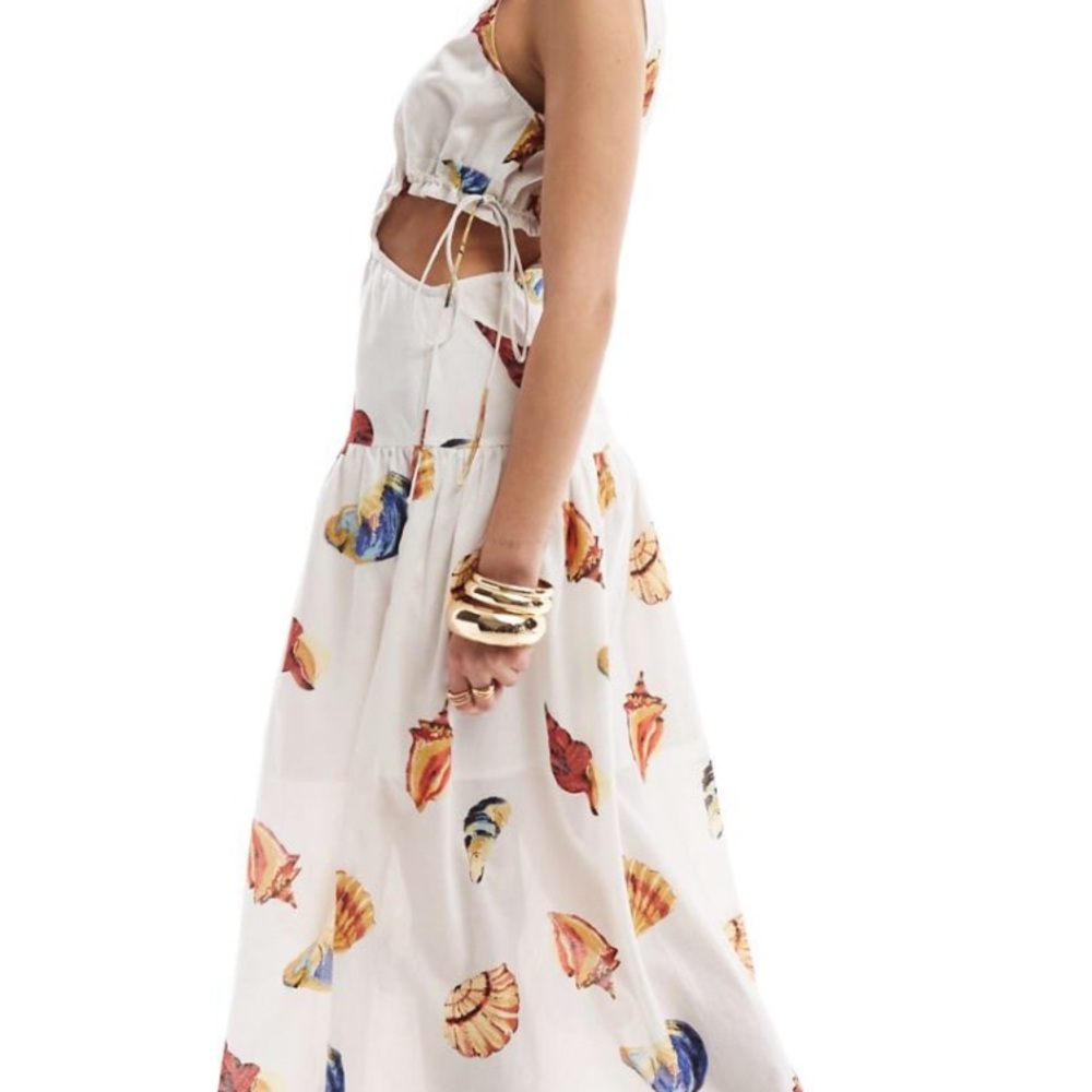 NWT ASOS White nautical seashell maxi dress with side cut out - Picture 4 of 6